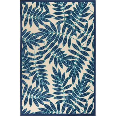 NOURISON HOME AREA RUGS NOURISON ALOHA 6' X 9' NAVY TROPICAL RUG