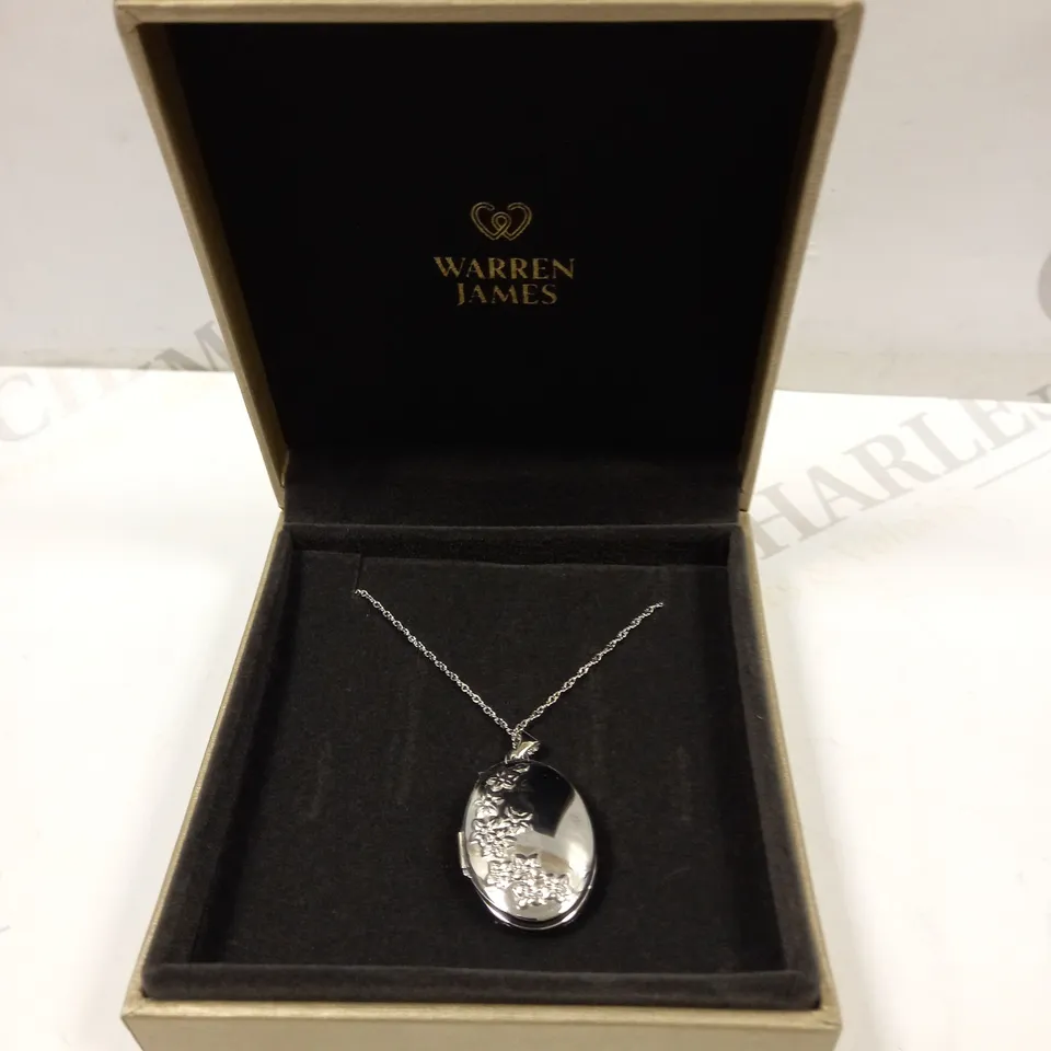 WARREN JAMES BETHAN SILVER OVAL LOCKET NECKLACE 