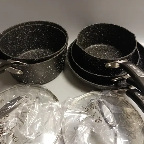 SCOVILLE COOKWARE SET OF 5 SUPER STRONG NON STICK PANS WITH 2 LIDS