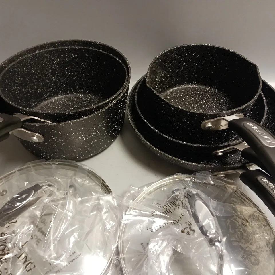 SCOVILLE COOKWARE SET OF 5 SUPER STRONG NON STICK PANS WITH 2 LIDS