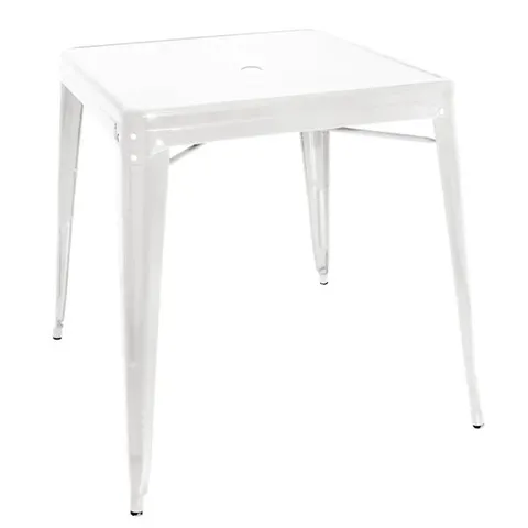 BOXED BOLERO BISTRO SQUARE STEEL TABLE WHITE 668MM
