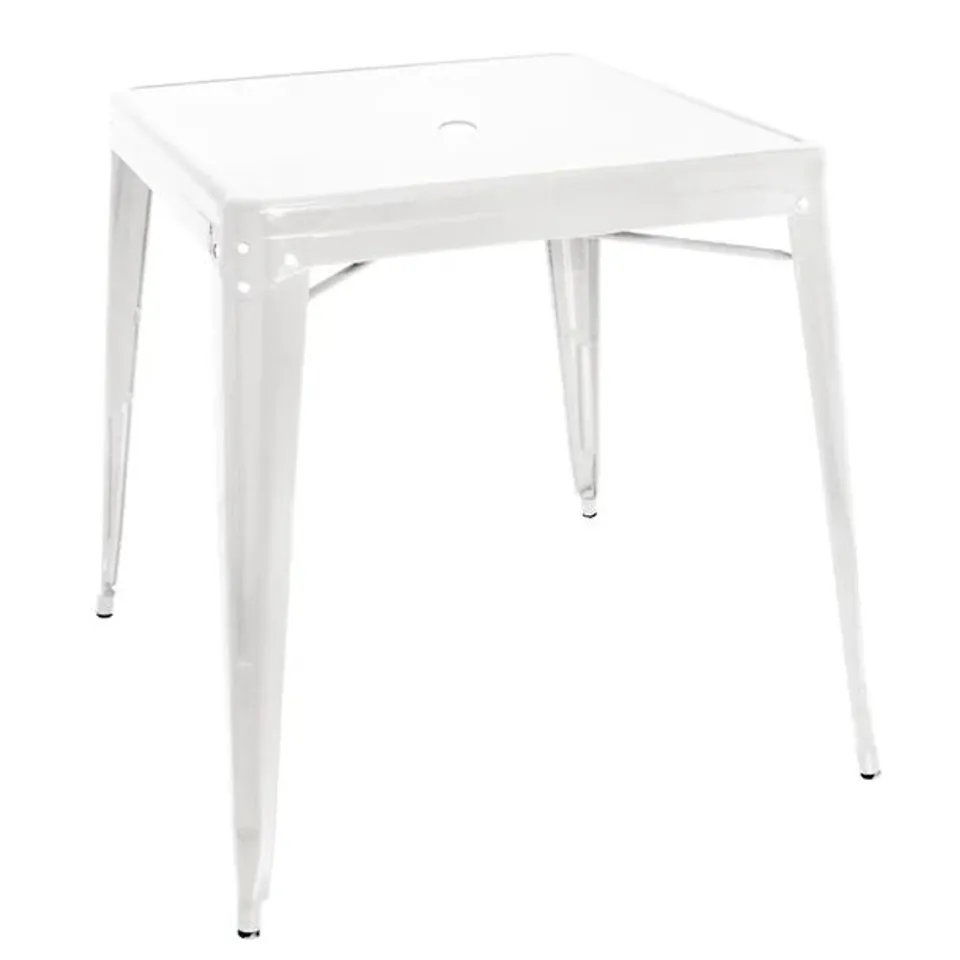 BOXED BOLERO BISTRO SQUARE STEEL TABLE WHITE 668MM