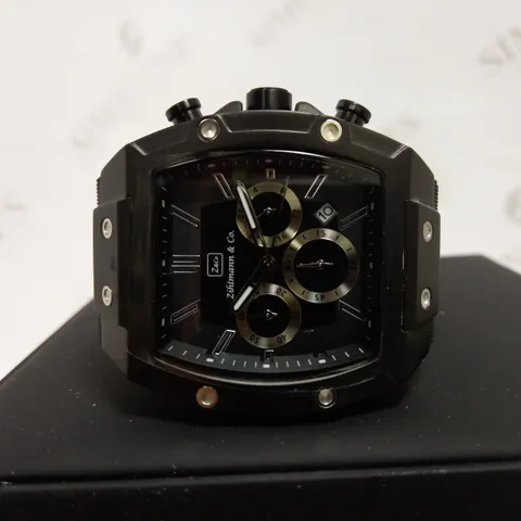 ZIHLMANN & CO TRIPLE DIAL STUD DETAIL RUBBER STRAP WATCH