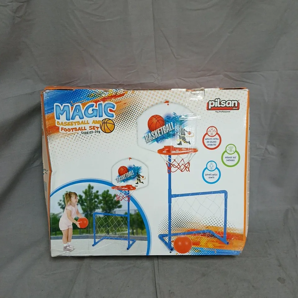 PILSAN MAGIC BASKETBALL & FOOTBALL SET SET – MINI KIDS HOOP (BOXED)