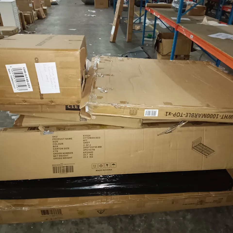 PALLET OF ASSORTED FLAT PACK FURNITURE PARTS 