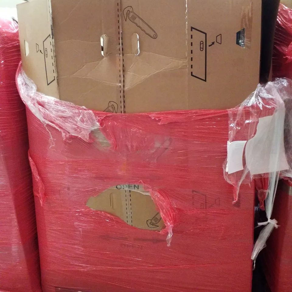 PALLET CONTAINING ASSORTED PRODUCTS INCLUDING 49L ROUND SENSOR BIN, STANDARD PHOTOPOLYMER RESIN, WRAPPED CANVAS PRINTS, SHOWER RAILS & STORAGE TUBS