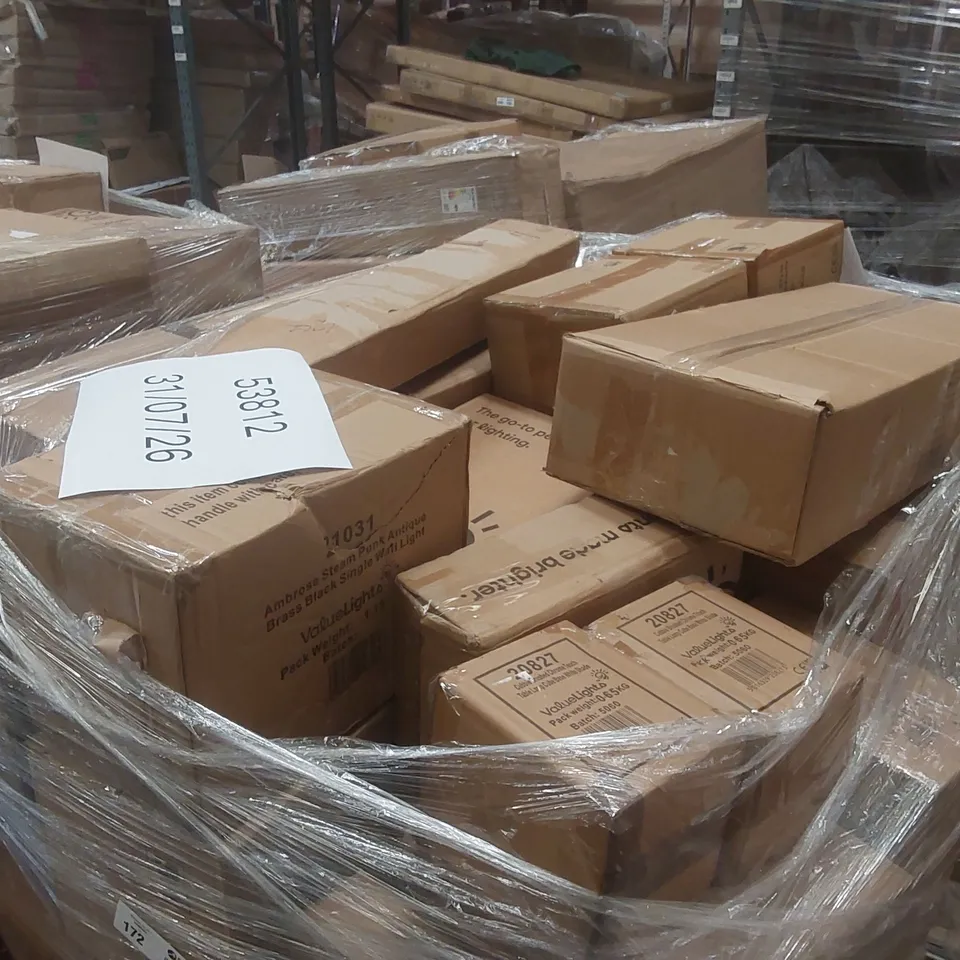 PALLET CONTAINING A VERY LARGE QUANTITY OF ASSORTED DESIGNER LIGHTING PRODUCTS