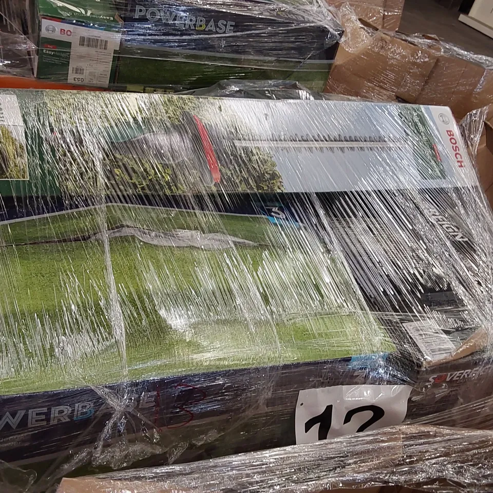 PALLET OF APPROXIMATELY 13X BOXED RAW UNCHECKED LAWN MOWER/GARDEN TOOLS 