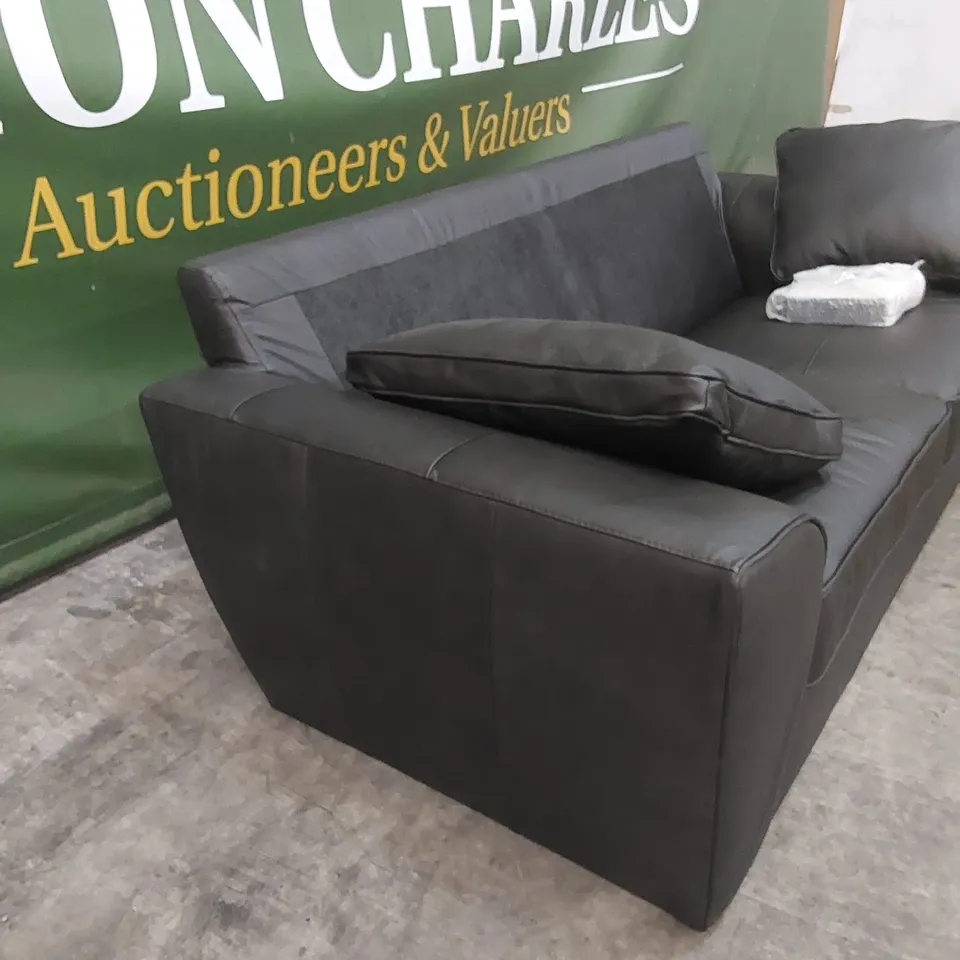 SONA 3 SEATER LEATHER SOFA - MISSING BACK CUSHIONS  RRP £1249