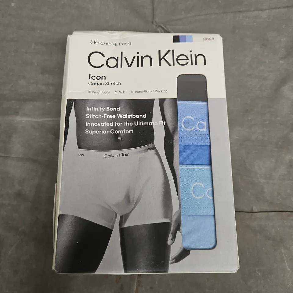 CALVIN KLEIN ICON COTTON STRETCH RELAXED FIT TRUNKS – 3 PACK - S