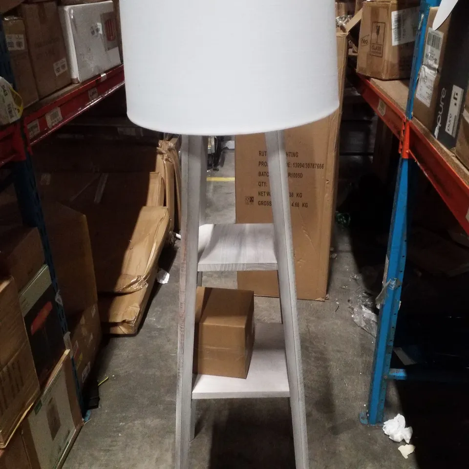 BOXED RUTLAND LIGHTING SHELVED FLOOR LAMP - GREY