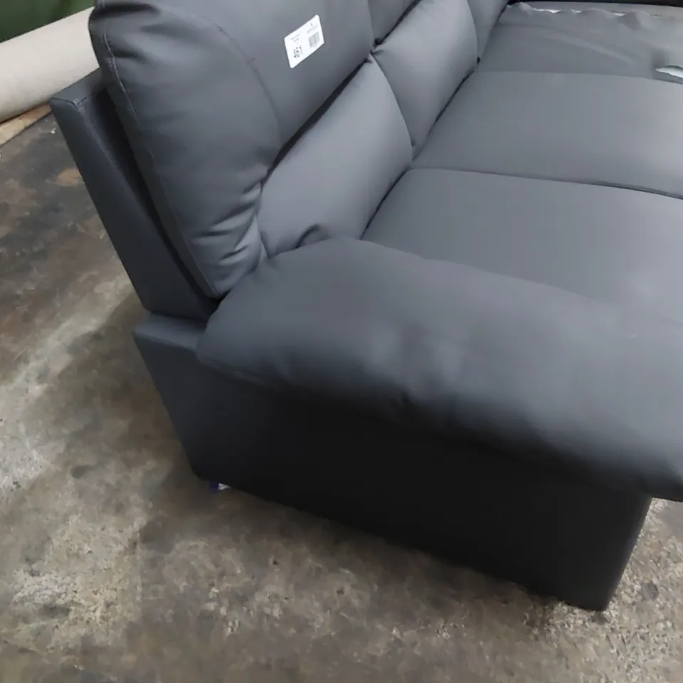 DESIGNER THREE SEATER SOFA GREY LEATHER 