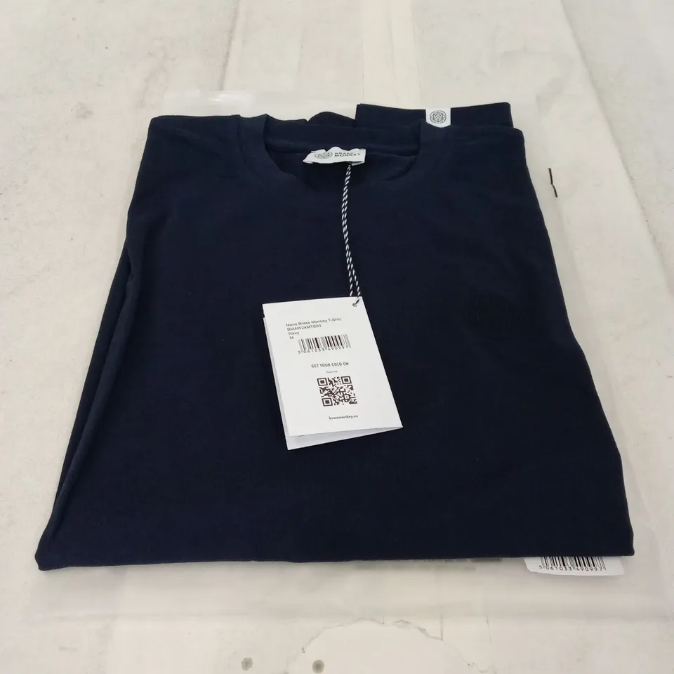 BOX OF APPROXIMATELY 38 X BRAND NEW BRASS MONKEY T-SHIRTS - NAVY // SIZE: M