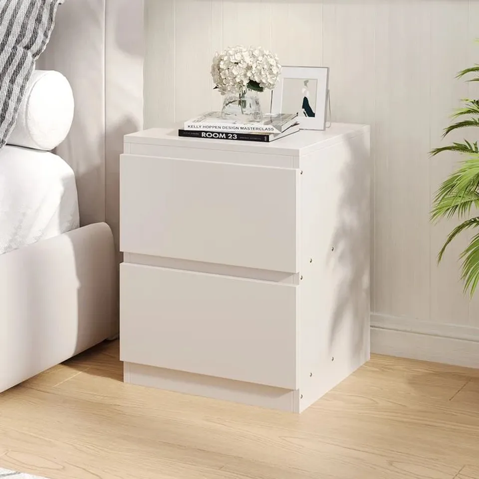 BOXED BATHROOM DECO 2-DRAWER WOODEN NIGHTSTAND BEDSIDE TABLE
