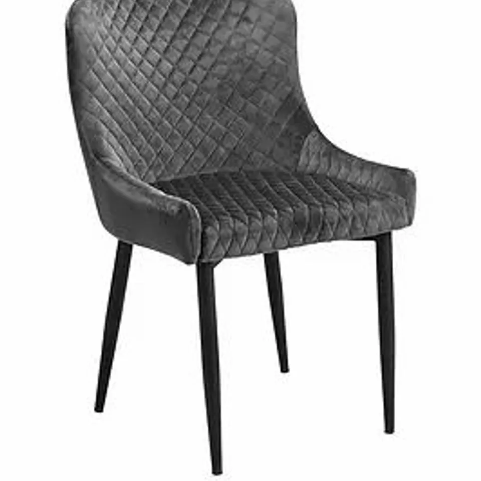 BOXED PAIR OR GRADE1 LUXE GREY VELVET DINING CHAIRS