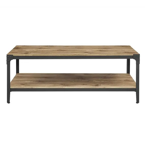 BRAND NEW BOXED WALKER EDISON ANGLE IRON RUSTIC WOOD COFFEE TABLE - BARNWOOD (1 BOX)