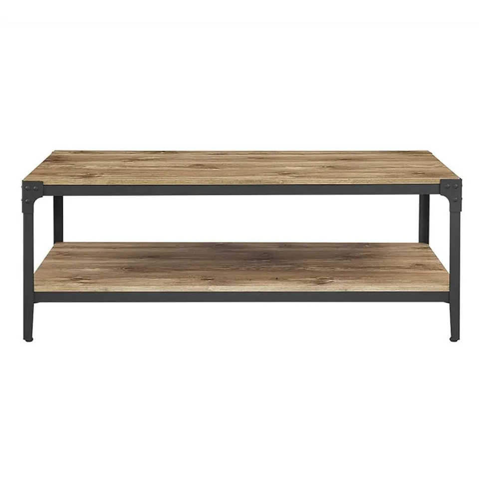 BRAND NEW BOXED WALKER EDISON ANGLE IRON RUSTIC WOOD COFFEE TABLE - BARNWOOD (1 BOX)