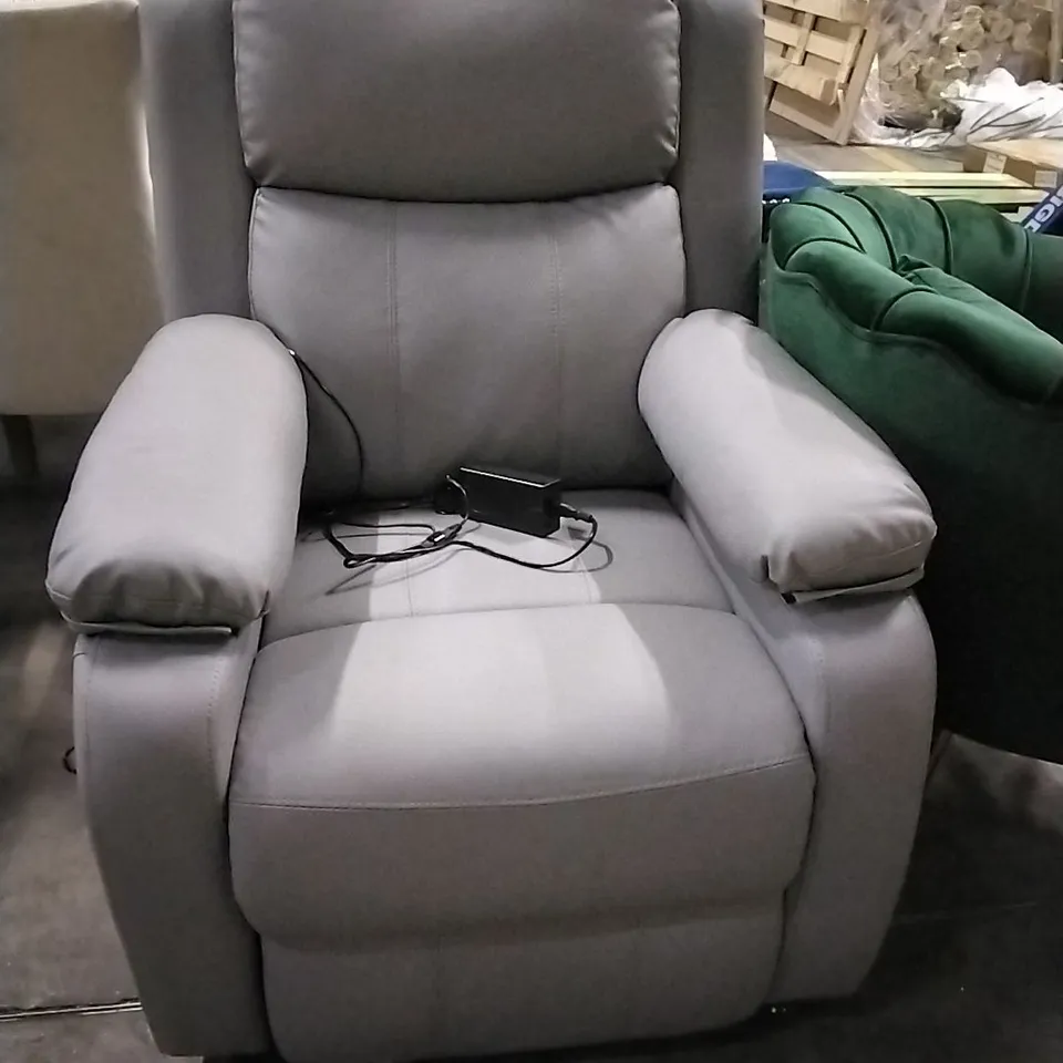 GREY LEATHER POWER LIFT MASSAGE CHAIR