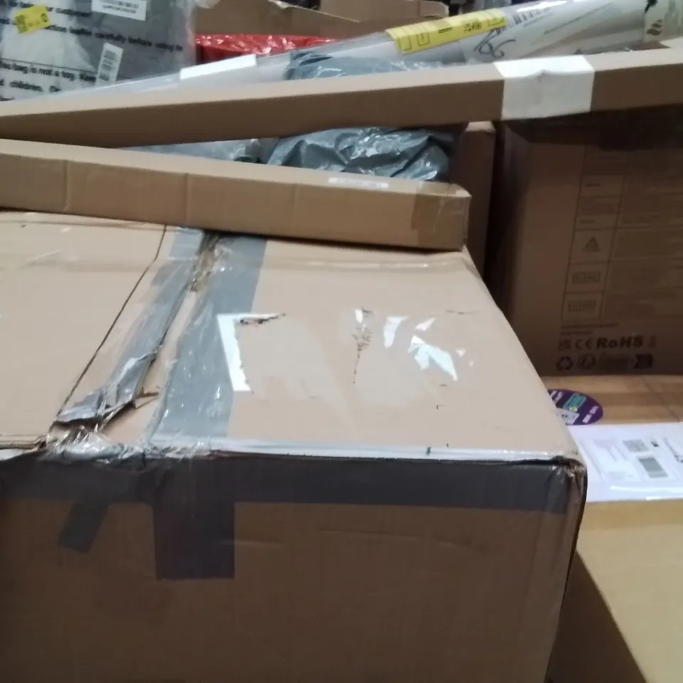PALLET OF ASSORTED HOUSEHOLD GOODS AND PRODUCTS TO INCLUDE;MUD KITCHEN,GARDEN REEL,CEILING FAN WITH LIGHT