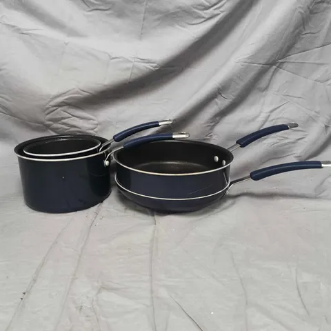 COOKS ESSENTIALS 4-PIECE PAN SET IN BLUE
