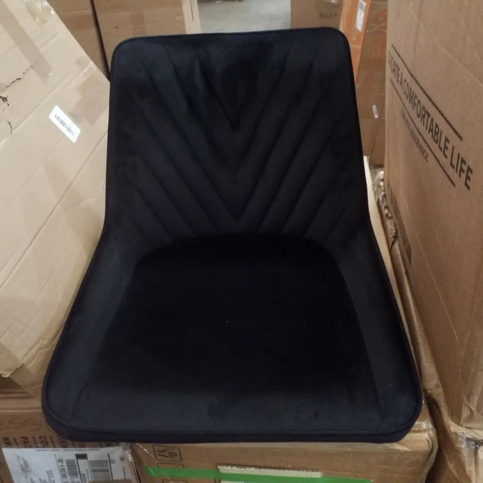 BOXED PAIR OF BLACK VELVET DINING CHAIRS