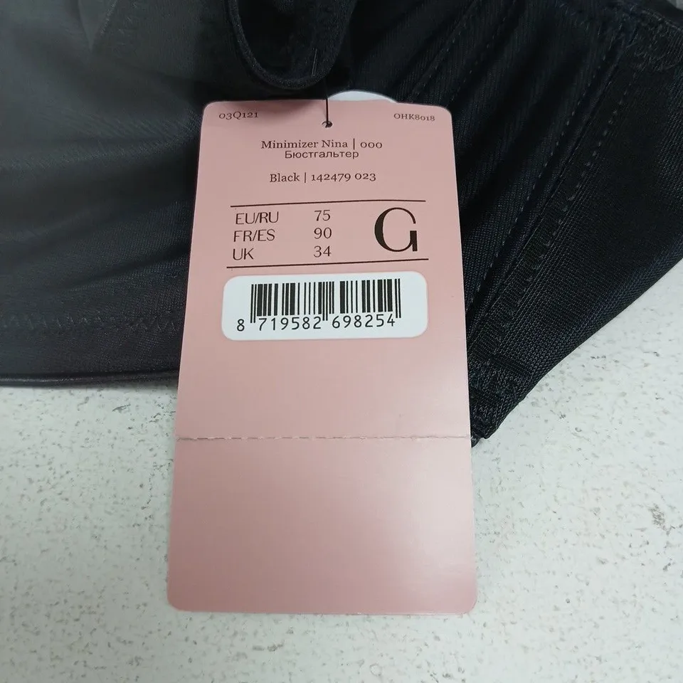 HUNKEMOLLER BLACK BRA SIZE 34G