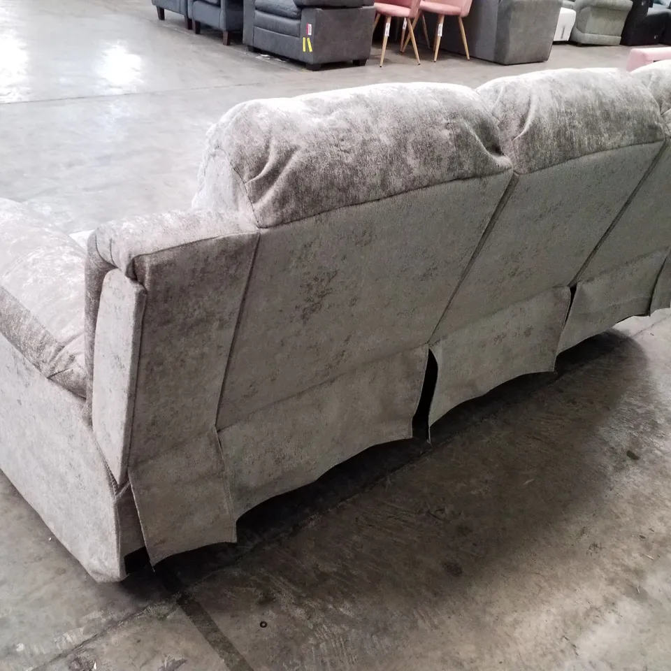 QUALITY DESIGNER 3 SEATER MANUAL RECLINER SOFA - LIGHT GREY FABRIC