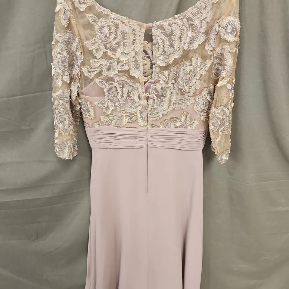 Marfil Barcelona Evening Dress - Mauve Lace Overlay, Size 12