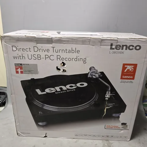 BOXED LENCO L-3809BK DIRECT DRIVE TURNTABLE