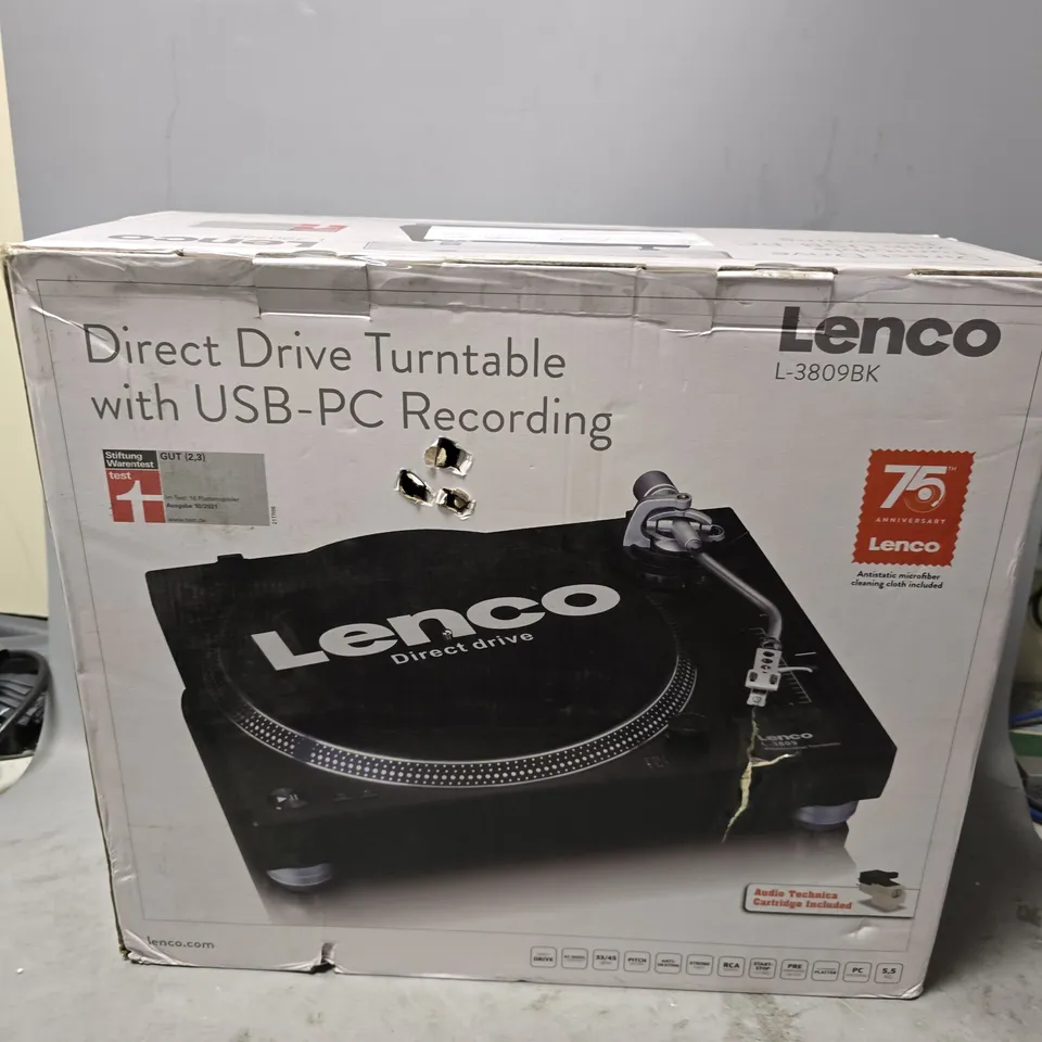 BOXED LENCO L-3809BK DIRECT DRIVE TURNTABLE 