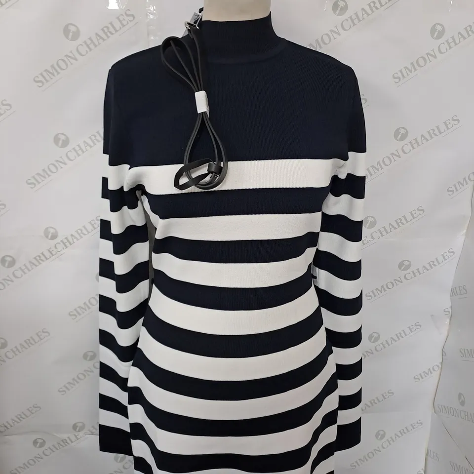 KAREN MILLEN TALL STRIPE RIB KNIT MINI DRESS SIZE M