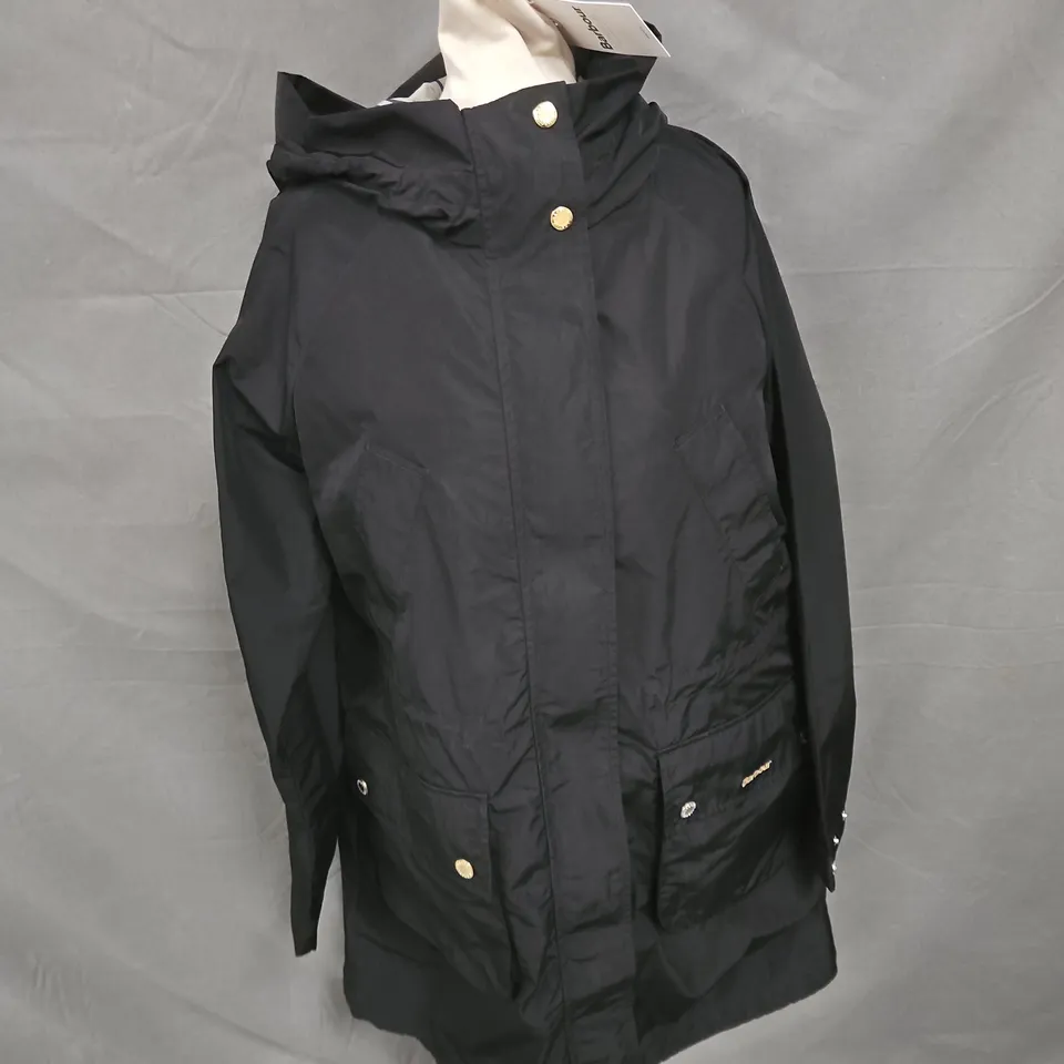 BARBOUR UNA SHOWERPROOF JACKET IN BLACK SIZE 10