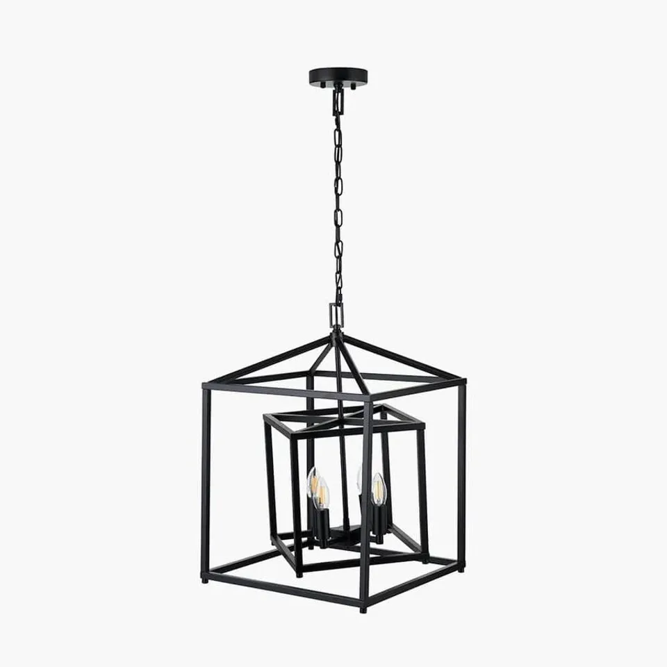 BOXED PACIFIC ANIS BLACK METAL 4 LIGHT CUBE PENDANT (1 BOX)