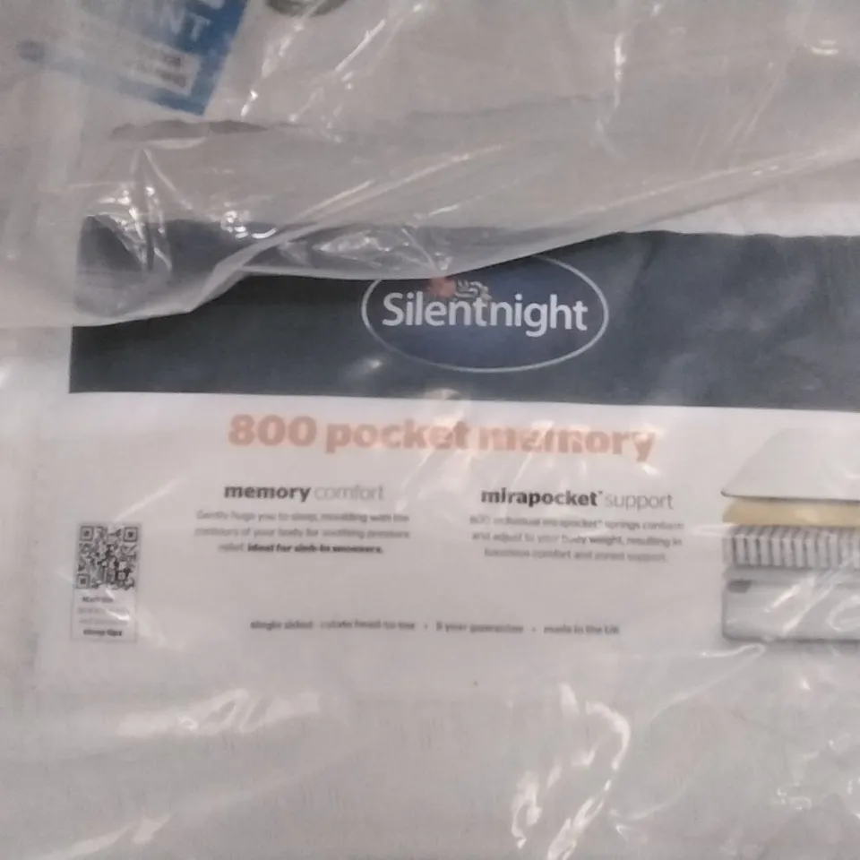 QUALITY BAGGED SILENTNIGHT POCKET MEMORY 800 SMALL DOUBLE 4FT MATTRESS