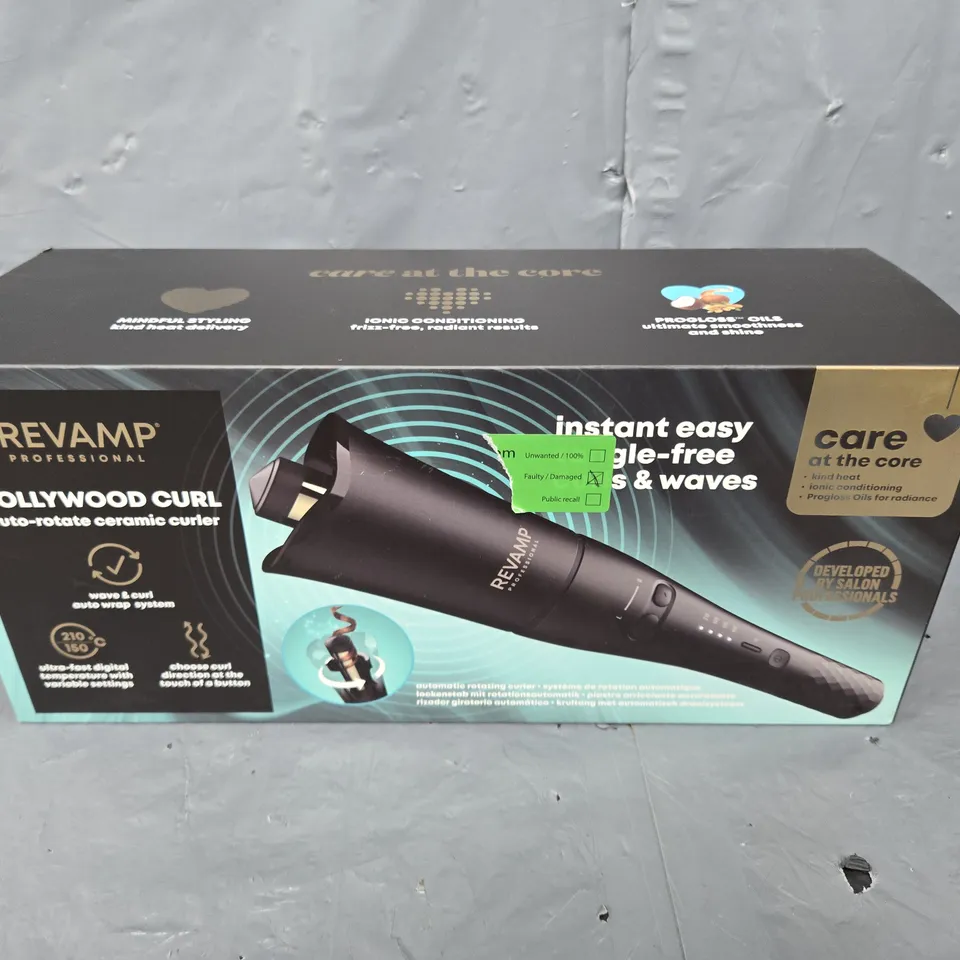 BOXED REVAMP HOLLYWOOD CURL AUTO-ROTATE CERAMIC CURLER CL-2000X-GB 