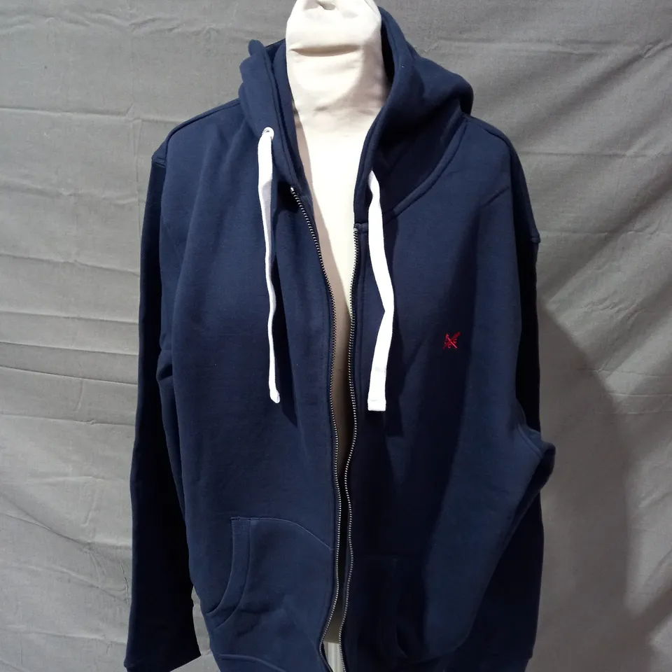 CREW CLOTHING COMPANY ZIP THROUGH HOODIE - NAVY 