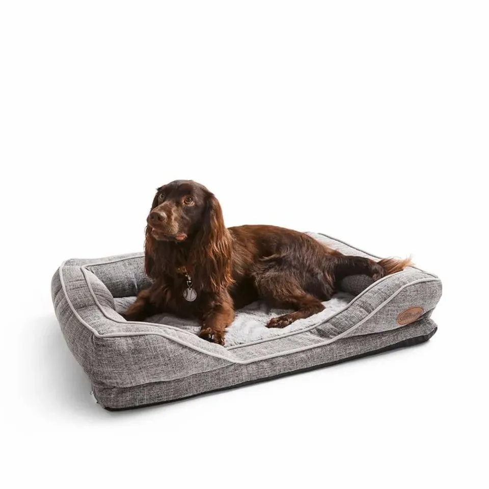 ORTHOPAEDIC BOLSTER CUSHION PET BED IN GREY