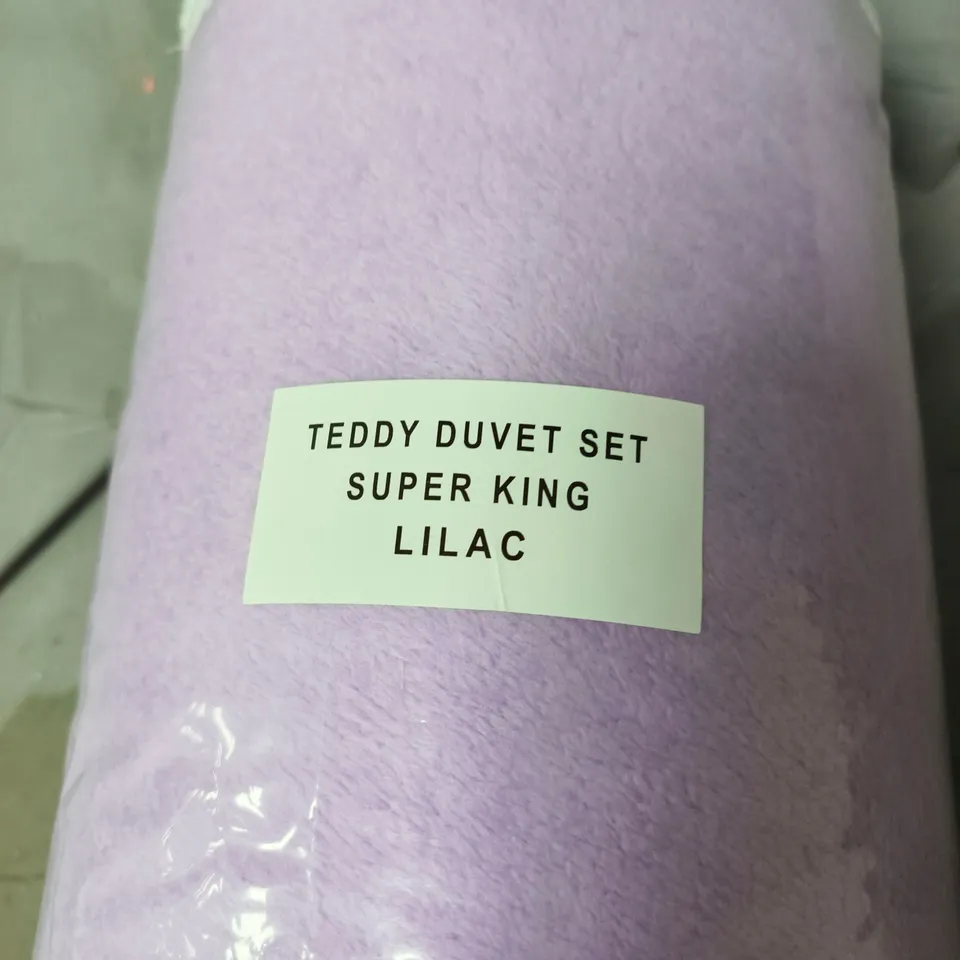 TEDDY DUVET SET – SUPER KING LILAC