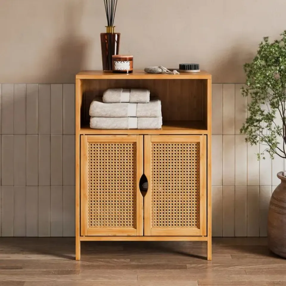 BOXED AVANI TWO DOOR CABINET, BAMBOO (1 BOX)
