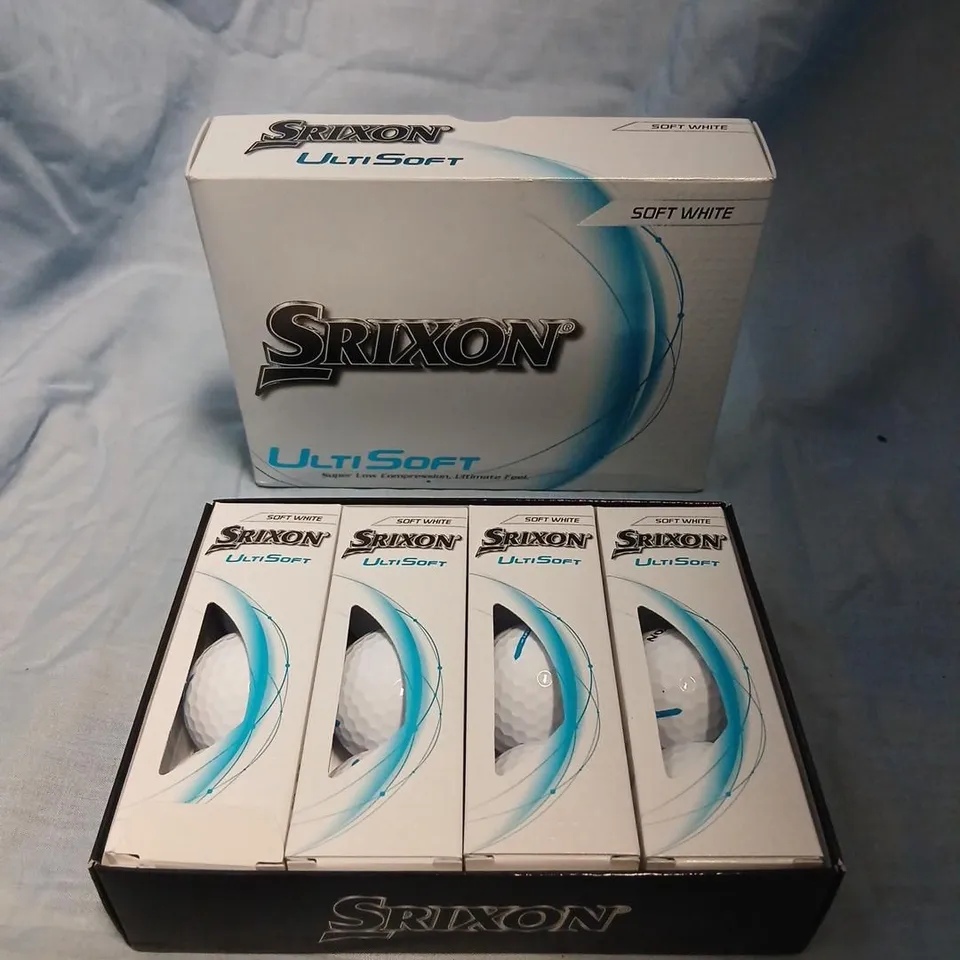 SRIXON ULTISOFT SOFT WHITE GOLF BALLS – SET OF 4 BOXES OF THREE GOLF BALLS