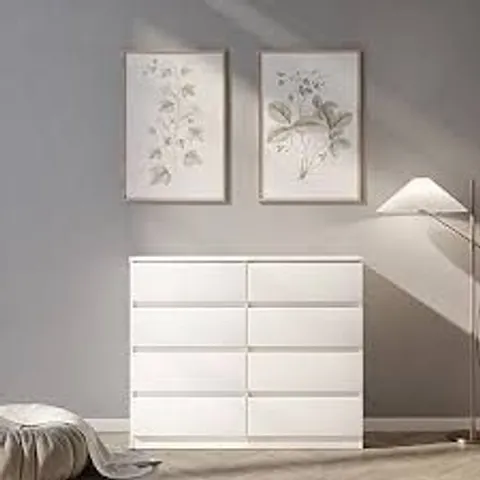 BOXED MALVERN 8 DRAWER CHEST - WHITE (2 BOXES)
