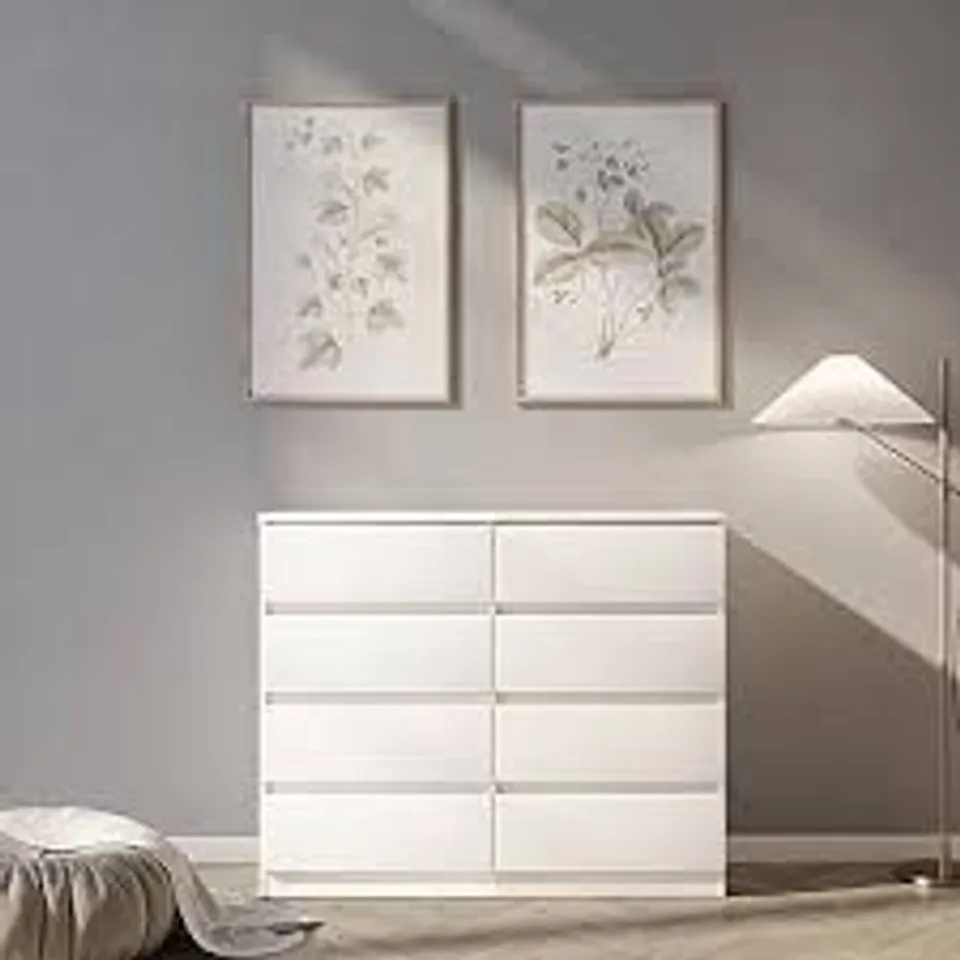 BOXED MALVERN 8 DRAWER CHEST - WHITE (2 BOXES)