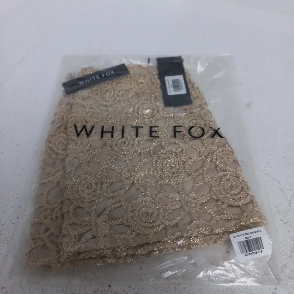 WHITE FOX GOLD LACE MINI SKIRT - S