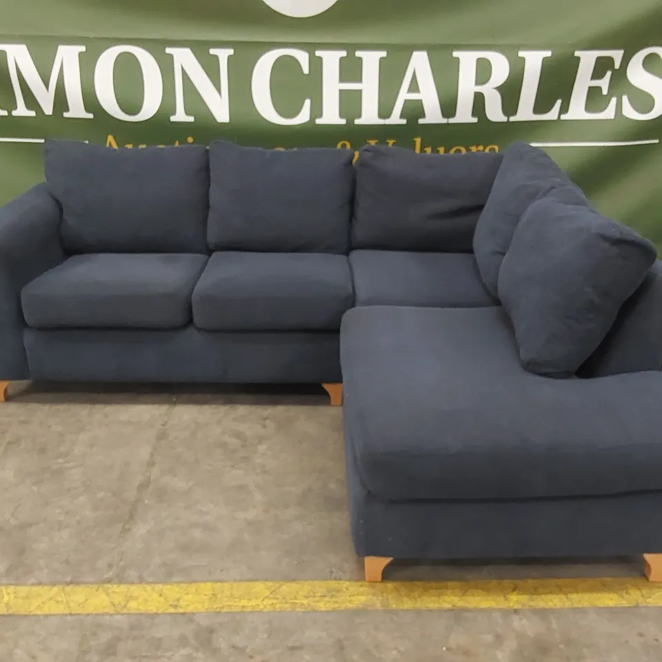 DESIGNER BLUE FABRIC CORNER CHAISE SOFA