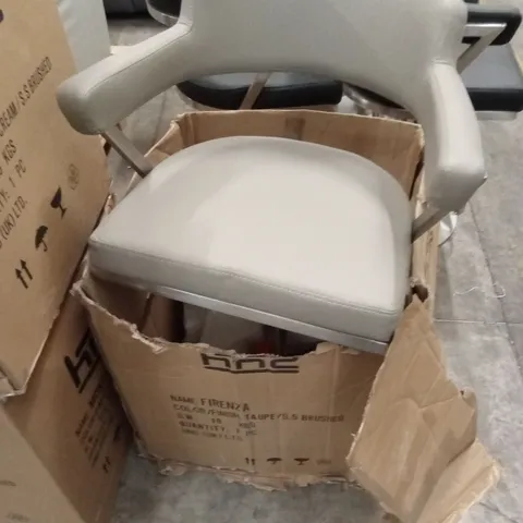 BOXED FIRENZA TAUPE PU BAR STOOL WITH STAINLESS STEEL BASE