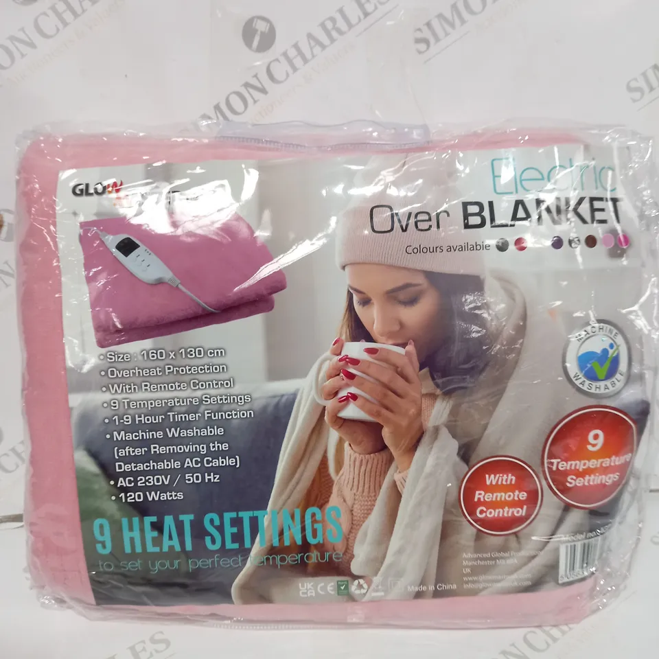 (BABY PINK) ELECTRIC HEATED THROW OVER UNDER BLANKET FLEECE WASHABLE POLYESTER WARM MATTRESS