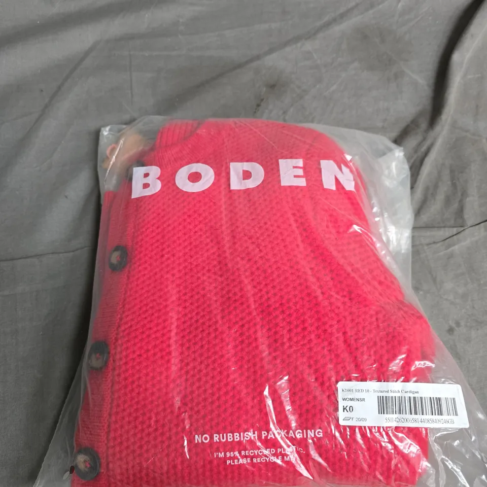 BODEN TEXTURED STITCH CARDIGAN – RED, UK 10