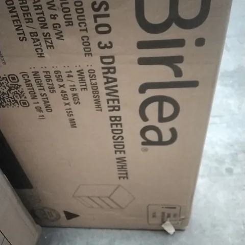 BOXED OSLO 3 DRAWER BEDSIDE WHITE