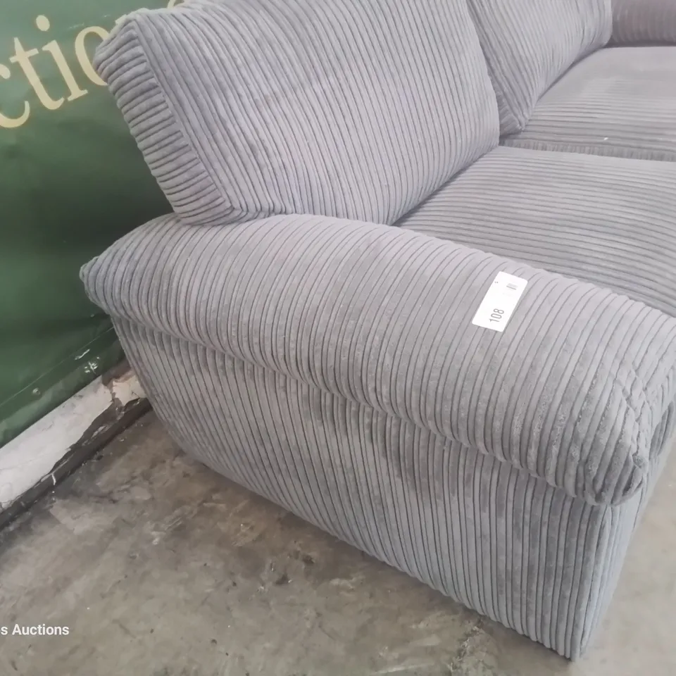 DESIGNER THREE SEATER SOFA GREY JUMBO CHORD