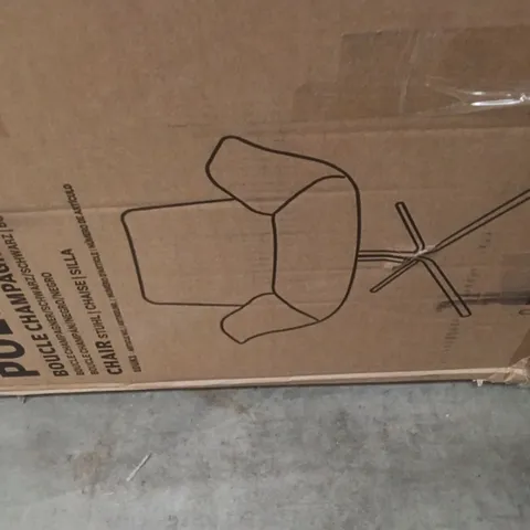 BOXED POLE TWIST CHAIR BOUCLE -CHAMPAGNE BLACK BLACK ( 1 BOX)